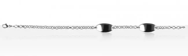 Bracelet Argent ID JASER PM/2 PLAQUES OVALE PM Meilleur Choix