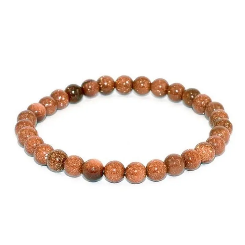 Bracelet pour homme ou femme - Pierre naturelle 6 mm - Pierre de sable d'or Solde