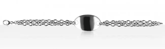 Livraison Express Bracelet Argent IDENTITE DOUBLE CH/PLAQUE OVAL LAR | GOURMETTE HOMME | MADILAR
