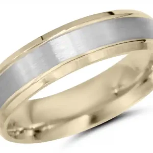 Vente Directe Alliance Hommage 6mm satiné et poli en or 10k jaune et blanc pour hommes