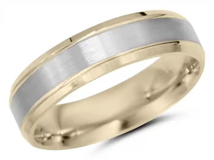 Vente Directe Alliance Hommage 6mm satiné et poli en or 10k jaune et blanc pour hommes