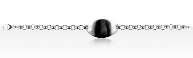 Prix Promo Bracelet Argent IDENTITE ROLO 60/PLAQUE OVAL LARGE | GOURMETTE HOMME | MADILAR