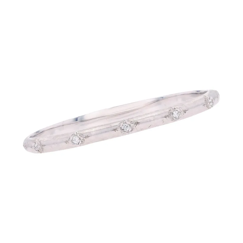 Certifié Bracelet jonc diamants or blanc satiné