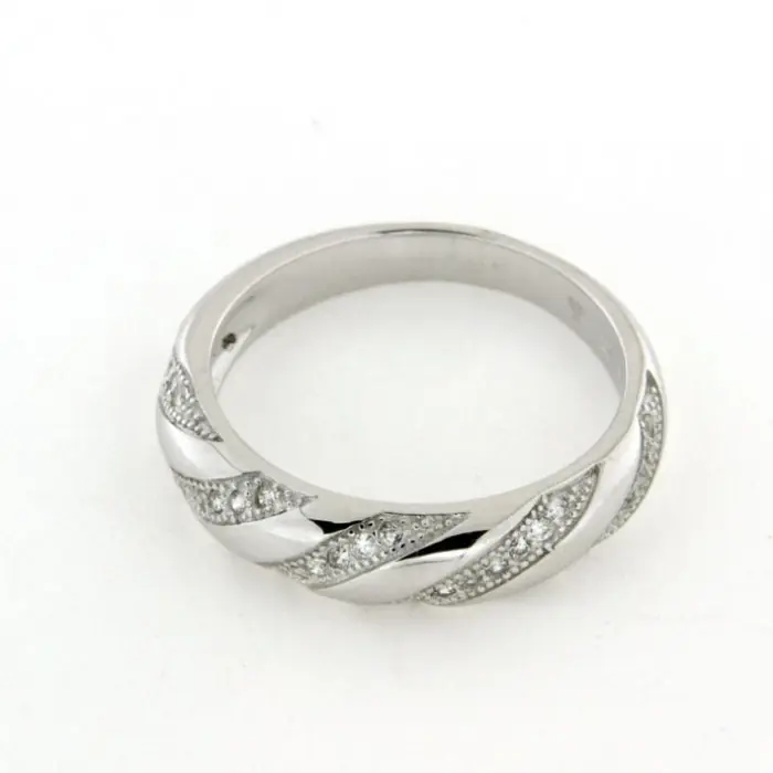 Promotion Bague argent "5 vagues" avec oxydes