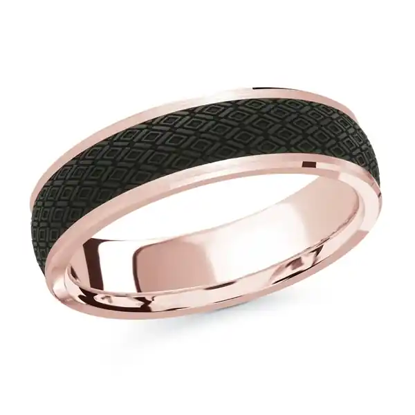 Usine Directe Jonc Capiston 6 mm fibre de carbone à motifs et or jaune 14k pour hommes