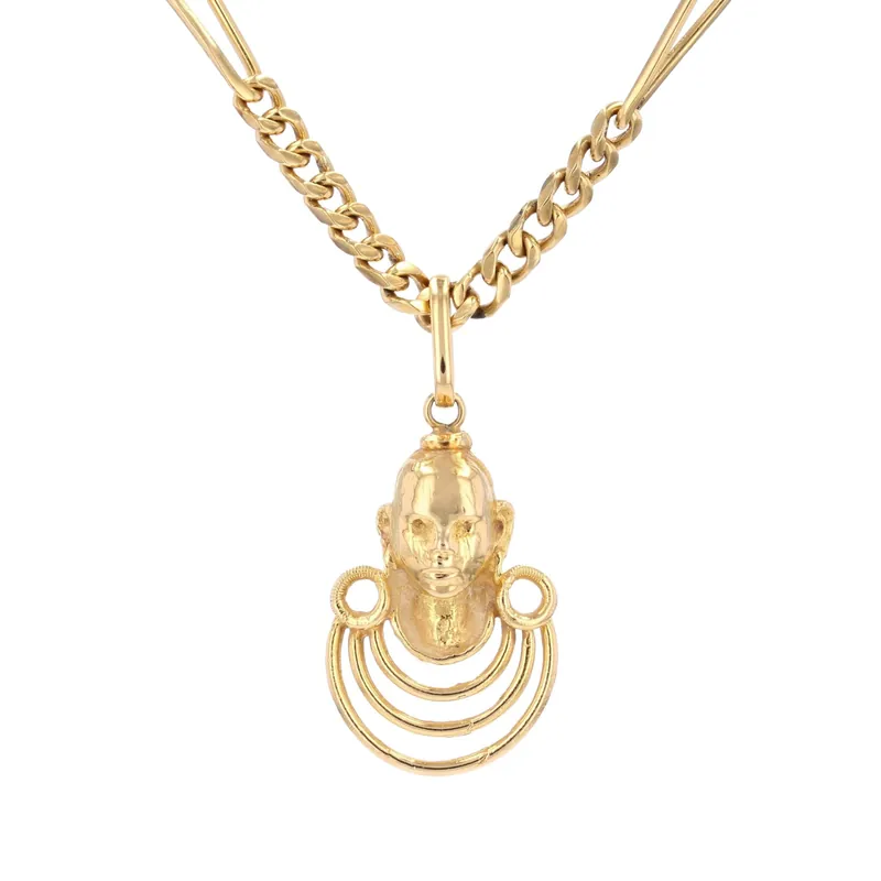 Chaine en or jaune et son pendentif Masai Artisanat