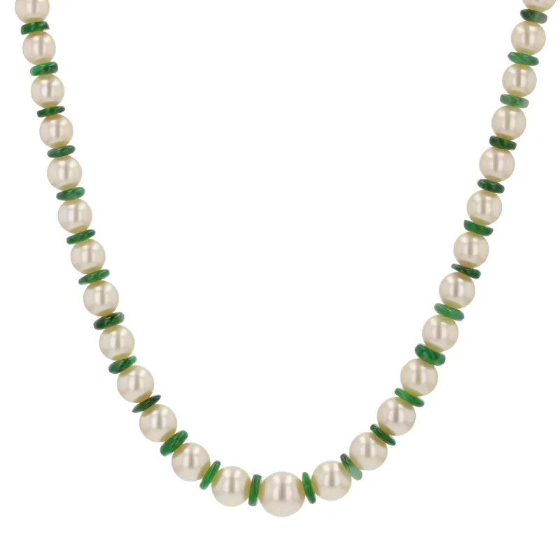 Vente Flash Collier de perles de culture et disque jade