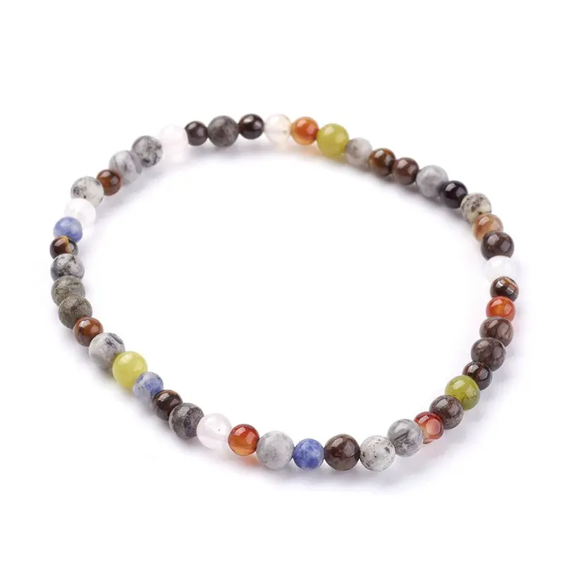 Exclusif Bracelet pour homme ou femme pierres naturelles mélangées 4 mm