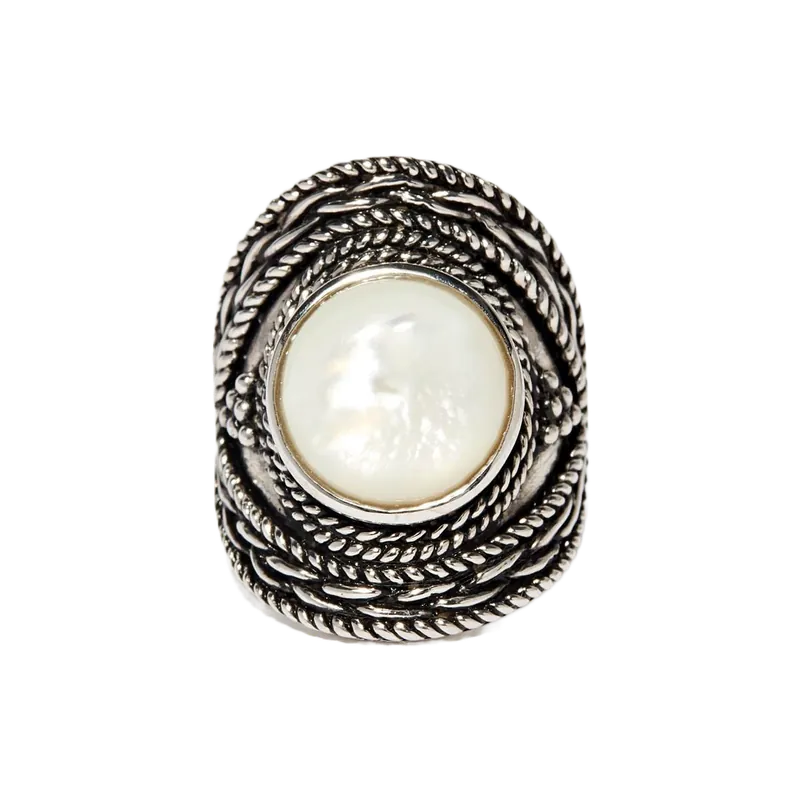 Top Qualité Bague Balsamina Nacre 4,50ct et Argent Massif 925/1000