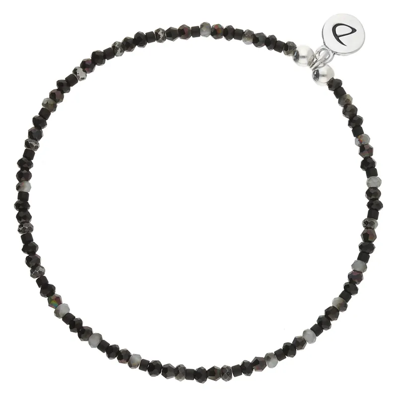 Seulement Aujourd’hui BRACELET ELASTIQUE PERLES NOIR GRIS MATALA