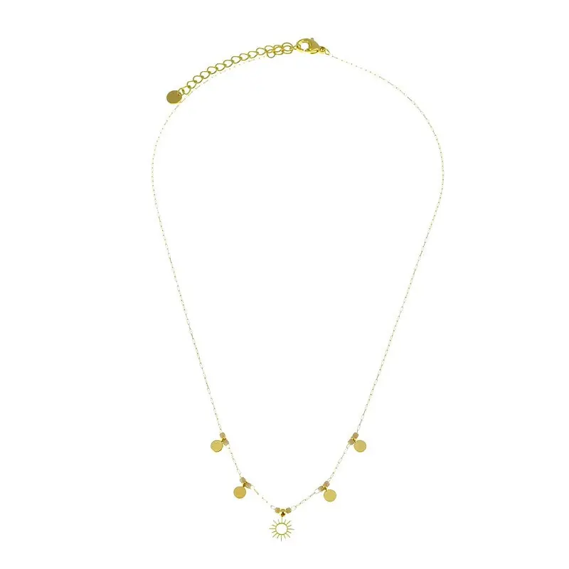 Achetez Aujourd’hui Collier acier inoxydable soleil pierre naturelle rhodonite