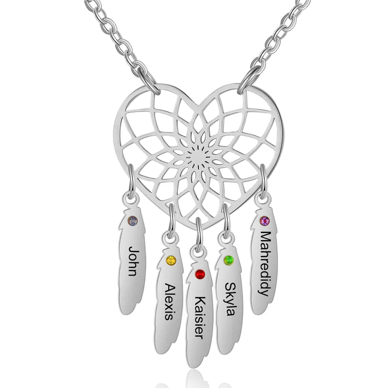 Collier Attrape-rêves 5 Prénom Personnalisé avec 5 Pierre De Naissance Prix Réduit