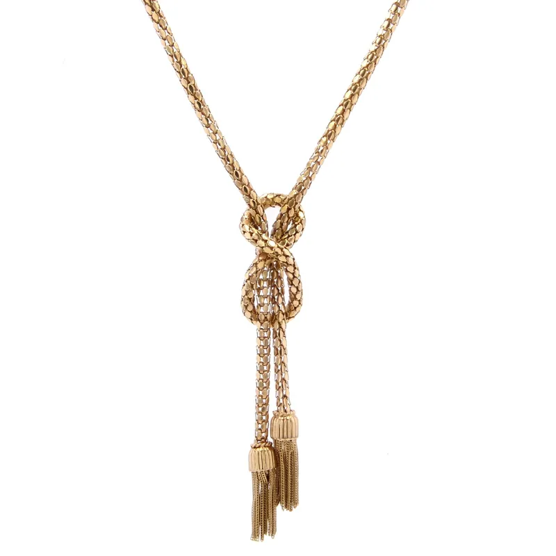 Top Qualité Collier en or maille orvet et ses pompons d'or