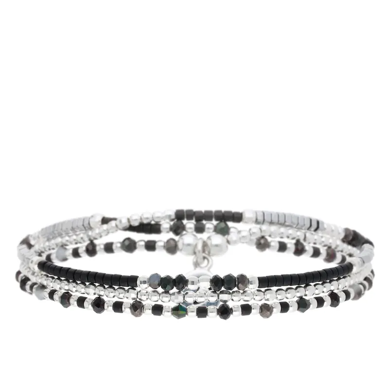 Prix Choc BRACELET ELASTIQUE TROIS TOURS SANTA-GIULIA NOIR HÉMATITE