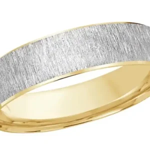 Promotion Jonc Messier 5 mm strié en or 10k extérieur blanc intérieur jaune pour homme