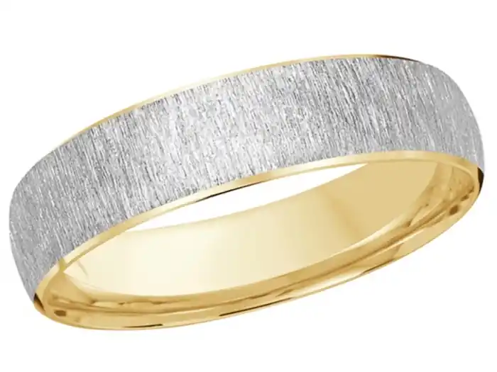 Promotion Jonc Messier 5 mm strié en or 10k extérieur blanc intérieur jaune pour homme