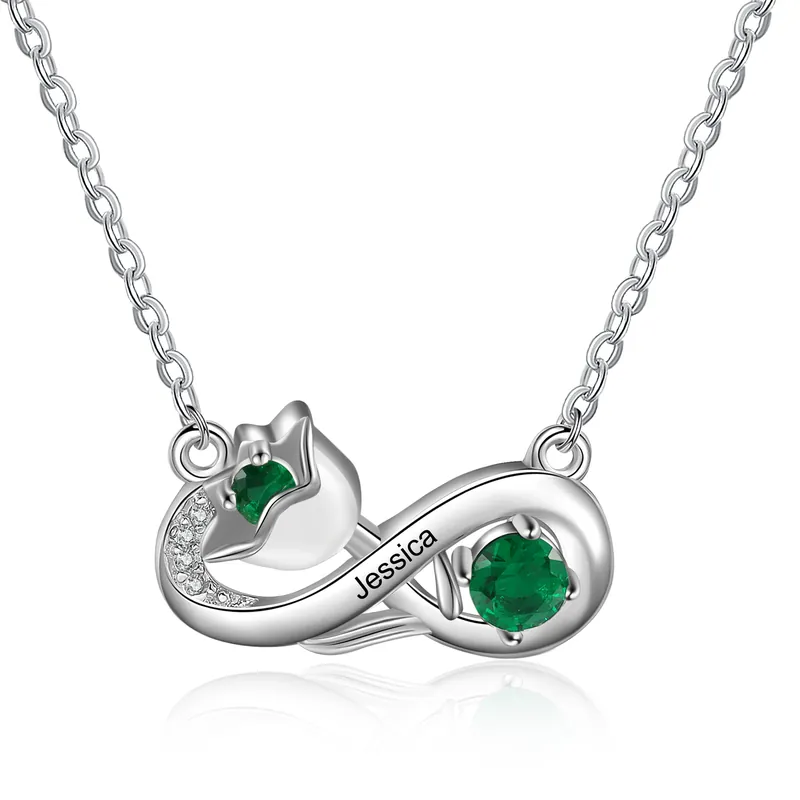 En Vogue Mai-Collier Infini prénom personnalisé avec pierre de naissance fleur de naissance