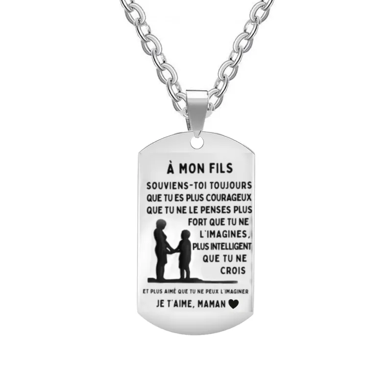 À mon Fils - Collier Personnalisé texte Gravé au dos Collier Homme Offre Spéciale