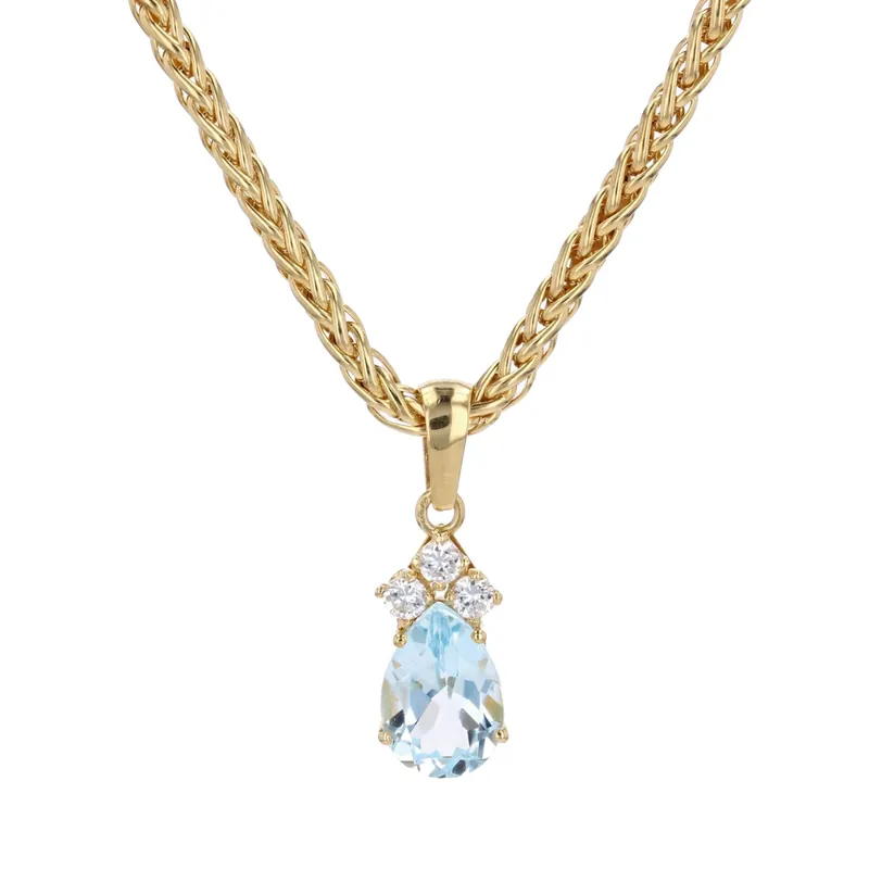 Remise Pendentif aigue-marine diamants or jaune