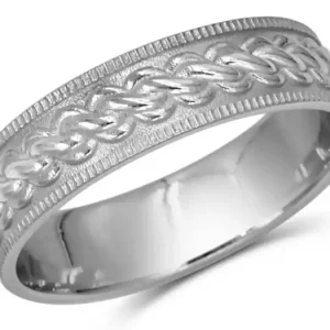 Solde Jonc Natte design tresse finition vintage en or blanc 10k pour homme