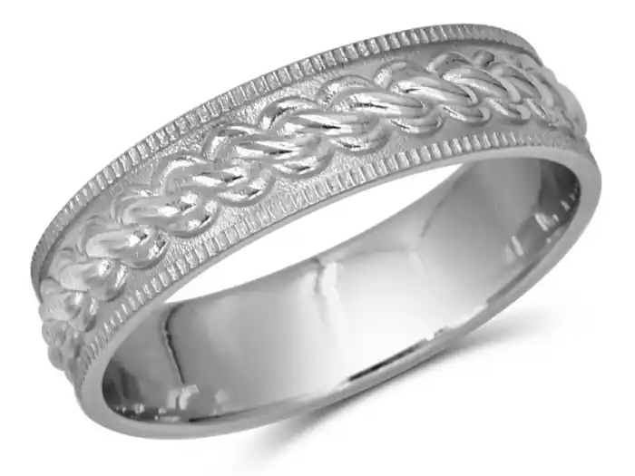 Solde Jonc Natte design tresse finition vintage en or blanc 10k pour homme