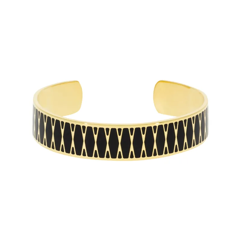 Vente Flash Bracelet Manchette POETIKA émail noir finition dorée