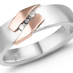 Remise Jonc Occulte trio de diamants blancs et noir en or 10K 2 tons pour homme