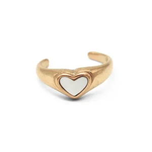 Nouvel Arrivage Coeur de perle - Bague - Acier inoxydable - Ajustable