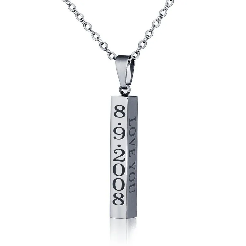 À Mon Fils-Collier de barre verticale personnalisé à 4 côtés Collier Homme Prix Promo
