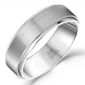 Remise Jonc ARZ en acier inoxydable classique de couleur argent fini brossé et légèrement poli pour homme