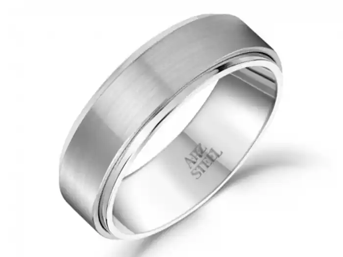 Remise Jonc ARZ en acier inoxydable classique de couleur argent fini brossé et légèrement poli pour homme