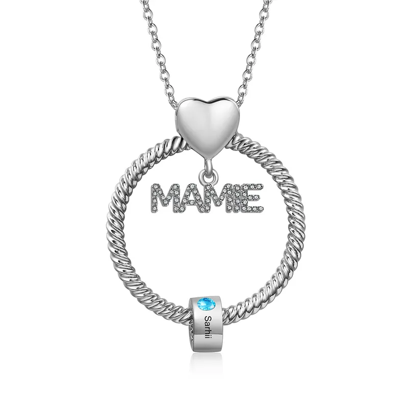 À ma Mamie - Collier Personnalisé avec 1-5 Prénoms et Pierre de naissance Collier Pendentif Or/Argent|Jessemade Premium