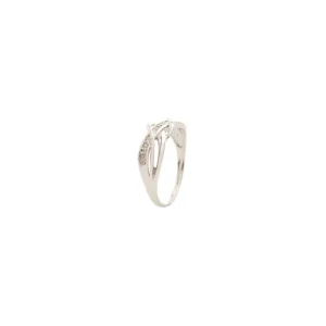 Solde Bague Or Blanc 375/1000 "Scuplture" Diamant 0,02ct/7