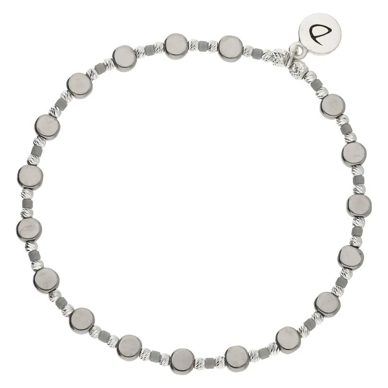 Authentique BRACELET ELASTIQUE HÉMATITE MIYUKI GRIS