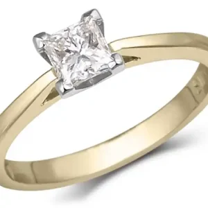 Usine Directe Bague Naya solitaire à diamant exclusif de taille princesse 50 points d'origine canadienne en or jaune 14k