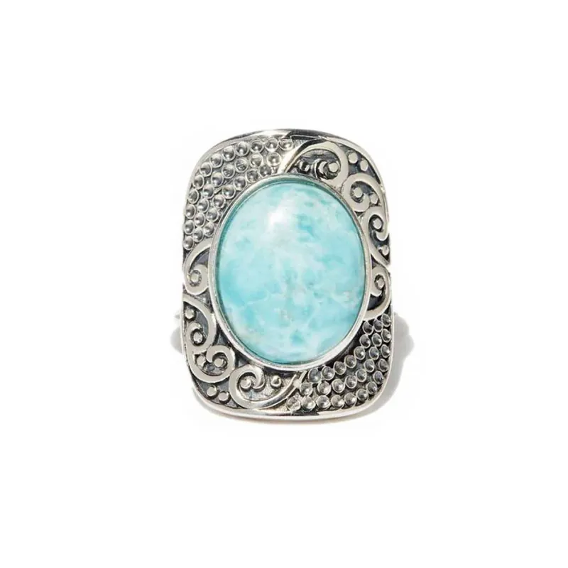 Prix Réduit Bague Frangipani Larimar 4,80ct et Argent Massif 925/1000
