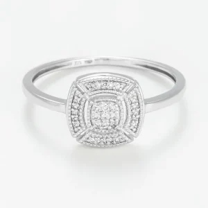 Top Qualité Bague Or Blanc 375/1000 "Signora" Diamant 0,05/29