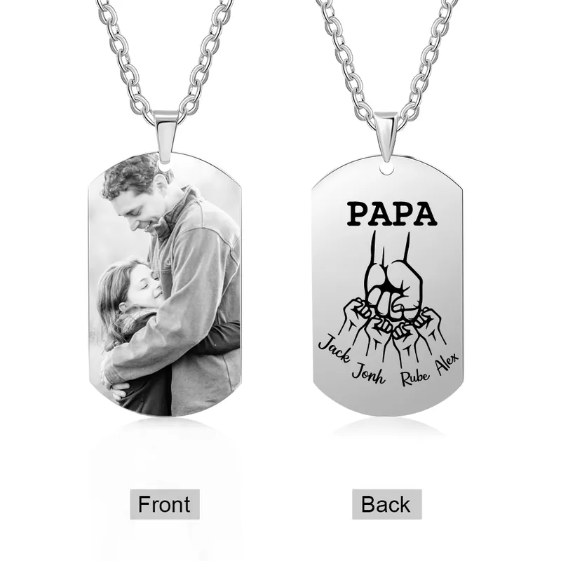 À mon Papa - Collier 4 Prénoms Personnalisés avec Photo | Jessemade Commander Maintenant