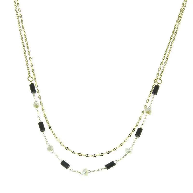 Meilleur Choix Collier acier inoxydable breloques pierre naturelle agate et nacre