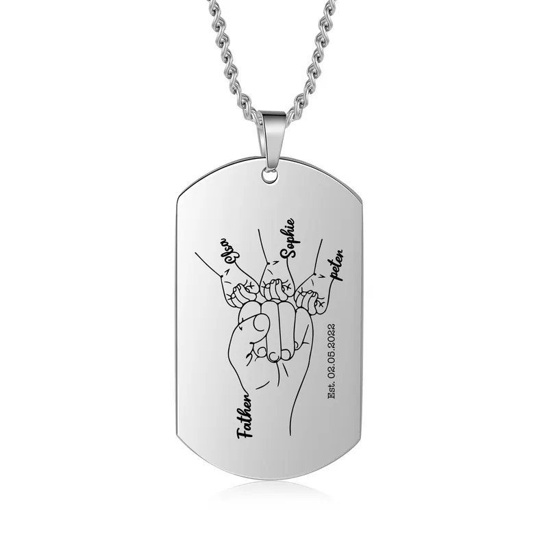 Acheter Direct Collier 3 Prénoms Personnalisés avec Photo et Texte et Date Collier Homme | Jessemade