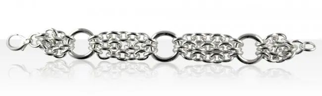 Bracelet Argent ACOTZ 3 rangs | BIJOUX FANTAISIE ARGENT | MADILAR Dernier Modèle