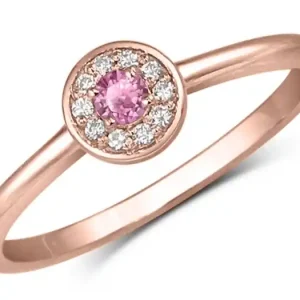Prix Réduit Bague Noreen tourmaline et halo en diamants en or jaune 14k pour femme