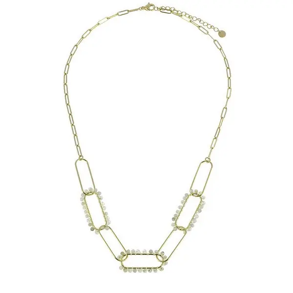 Dernier Modèle Collier acier inoxydable multitude de pierres naturelle labradorite