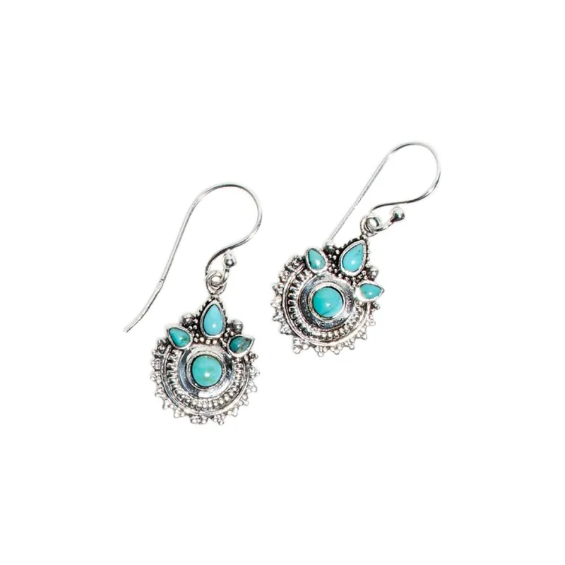 Premium Boucle d'oreilles Verdolaga Tourquoise 0,12ct/2 et Argent Massif 925/1000