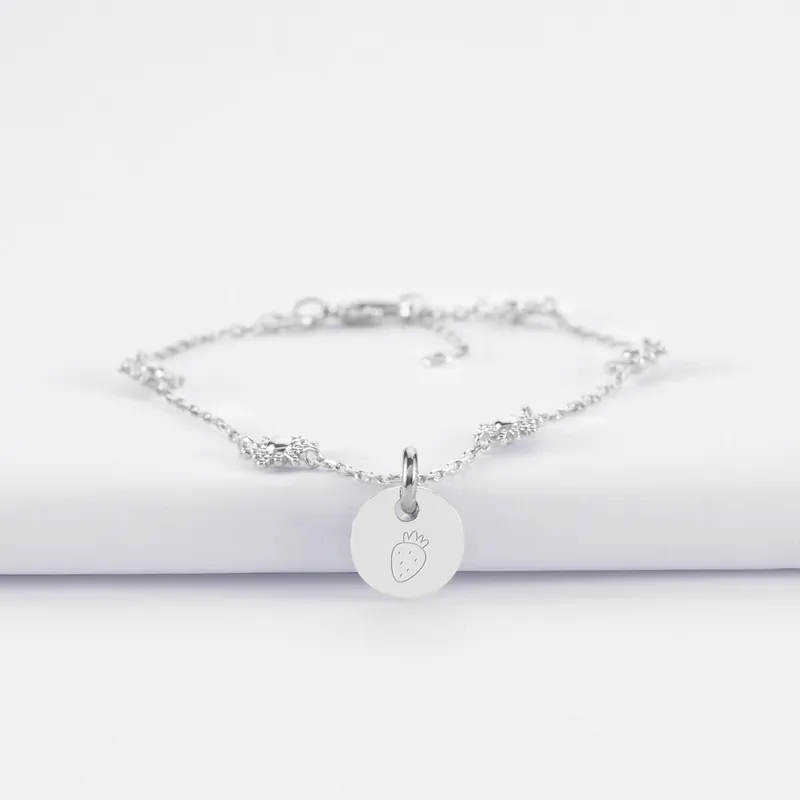 Retour Gratuit Bracelet chaîne étoile brillante personnalisé médaille gravée argent 10 mm