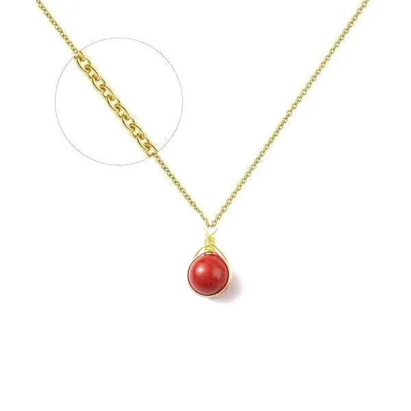 Collier plaqué or pierre naturelle 9 mm cornaline Commande En Gros