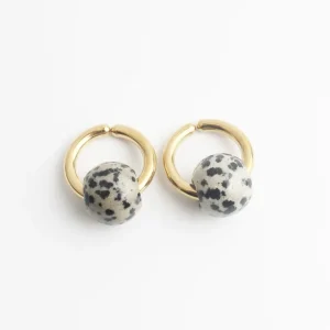 Merza - Boucles d'oreilles - Clips - Pierre naturelle - Acier inoxydable Réduction