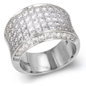 Prix Cassé Bague Milena à diamants pavé incurvé en or blanc 14k pour femme