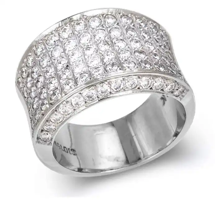 Prix Cassé Bague Milena à diamants pavé incurvé en or blanc 14k pour femme