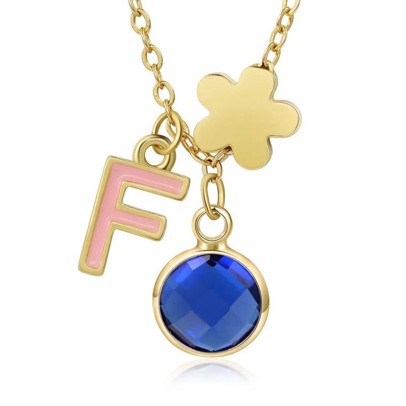 Soldes Collier Enfants Bébé Collier Lettre avec 1 Pierre de Naissance pour Fille Filleule|Jessemade